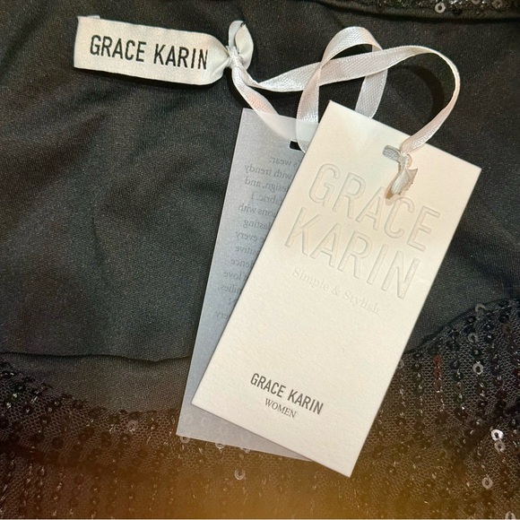 NWT Edgy Grace Karin Black Sequin Blouse Party - Picture 5 of 6